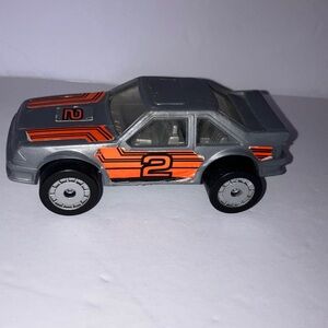 1987 Remco Ford Mustang Silver‎ and Orange Toy Car 4”